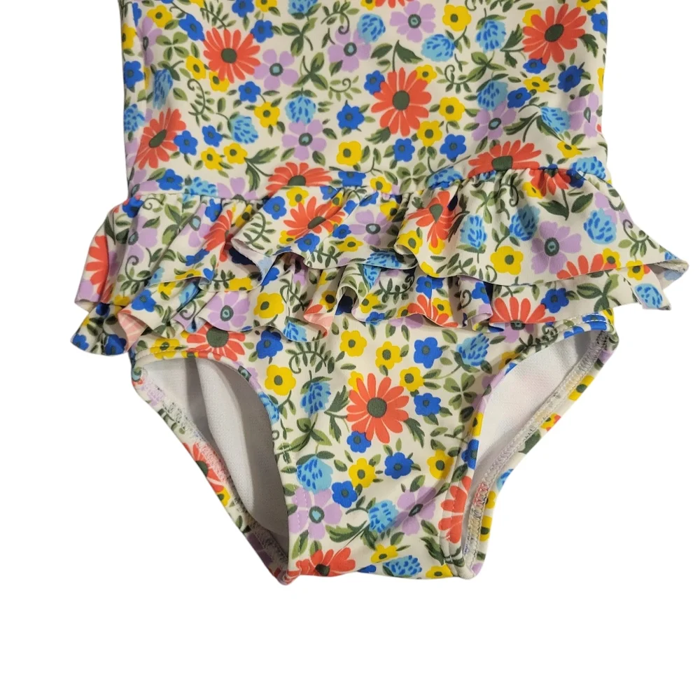 Baby Boden Floral Ruffle Swim Suit